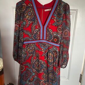 Alice and Olivia red Mosiac mini dress